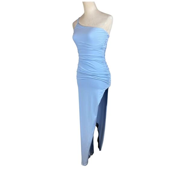 Nookie NWT Aria One Shoulder Gown Light Blue Side Slit Bodycon Party Dress - Picture 6 of 16